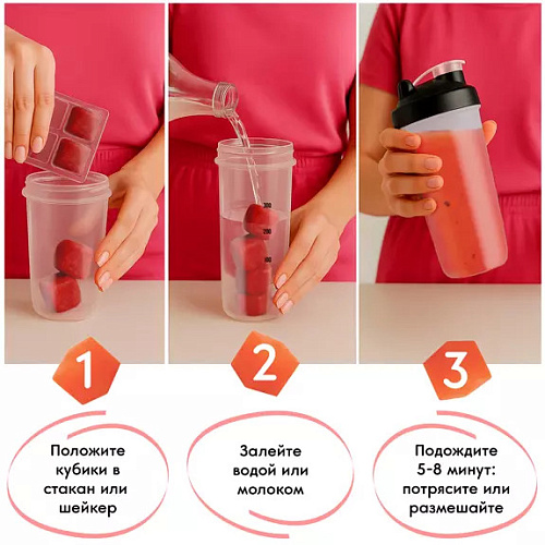 СМУЗИ В КУБЕ «Клубника шейк с семенами чиа и бананом»