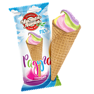 Мороженое «Радуга» пломбир ванильный в сахарном вафельном рожке, 110 г