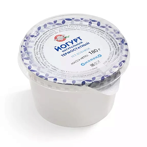 Йогурт «Натуральный» термостатный из цельного коровьего молока 3,4% - 4,5%, 180 г